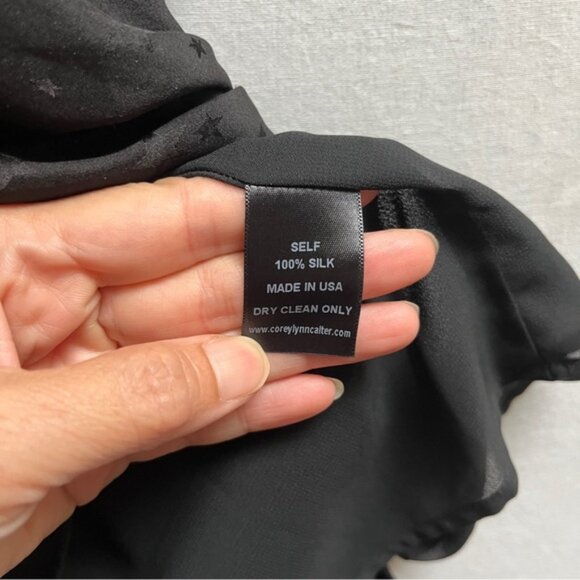 Corey Lynn Calter Anthropologie Silk Black Star Patterned Dress Sz S - Picture 6 of 10